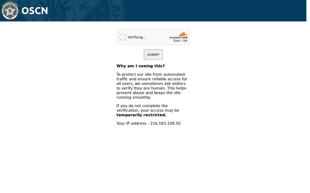 Craig County warrant check court record access page