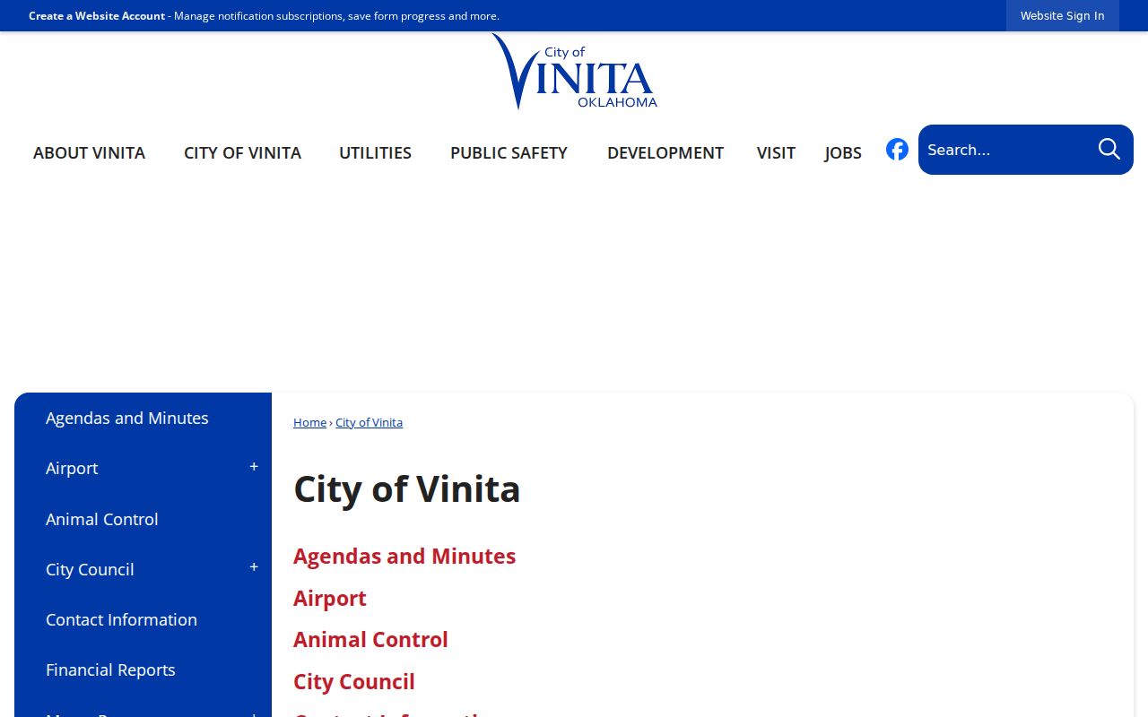 Vinita warrant records City Hall contact page